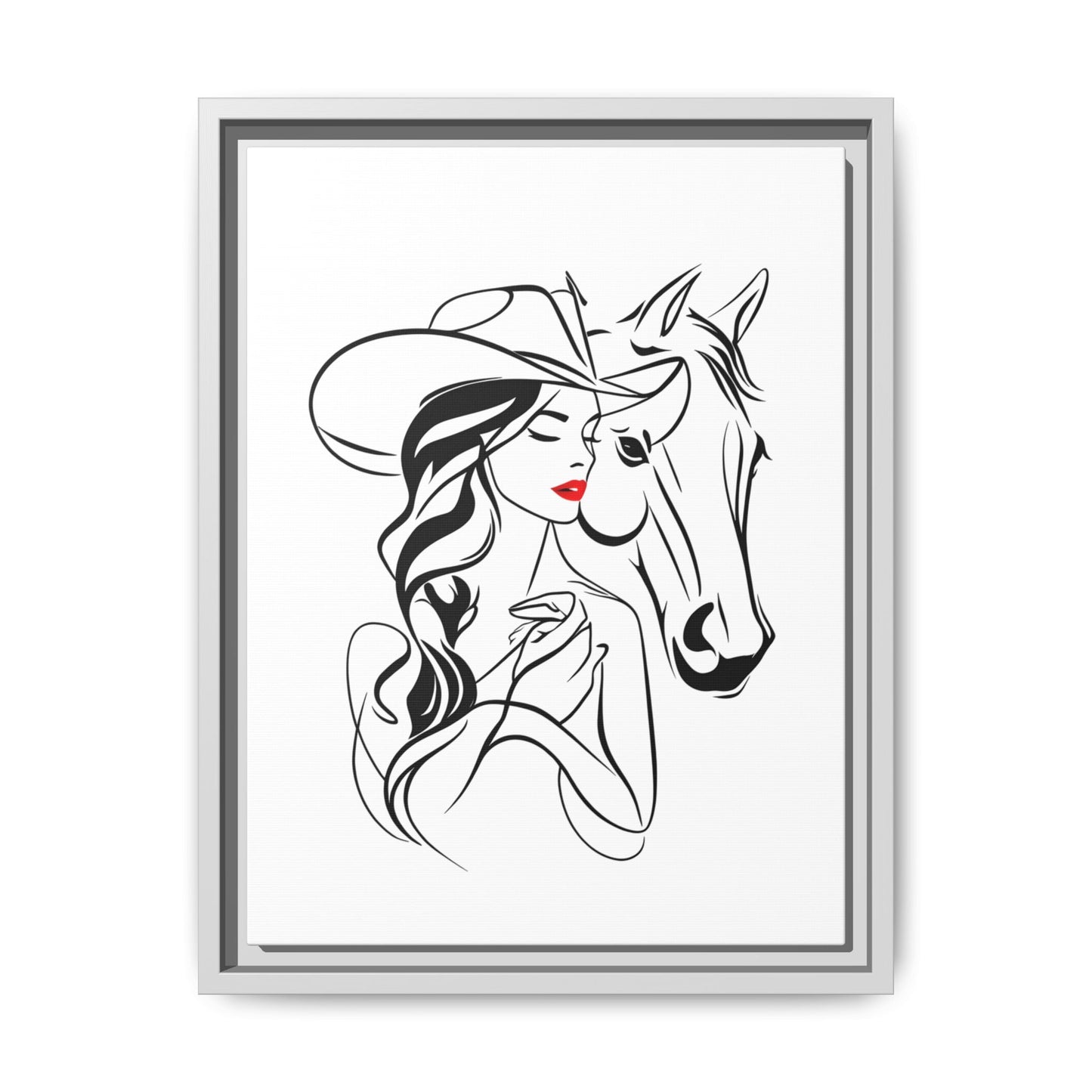 Stylish Cowgirl and Horse Frame Canvas Print