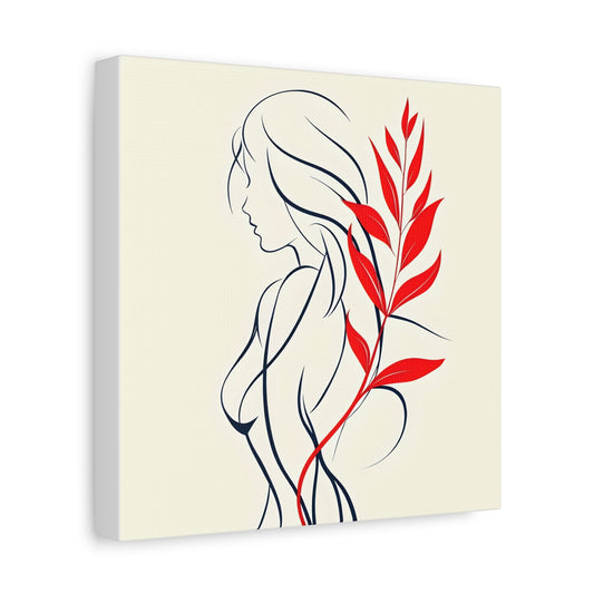 Abstract Art Canvas Print - Elegant Woman with Floral Design