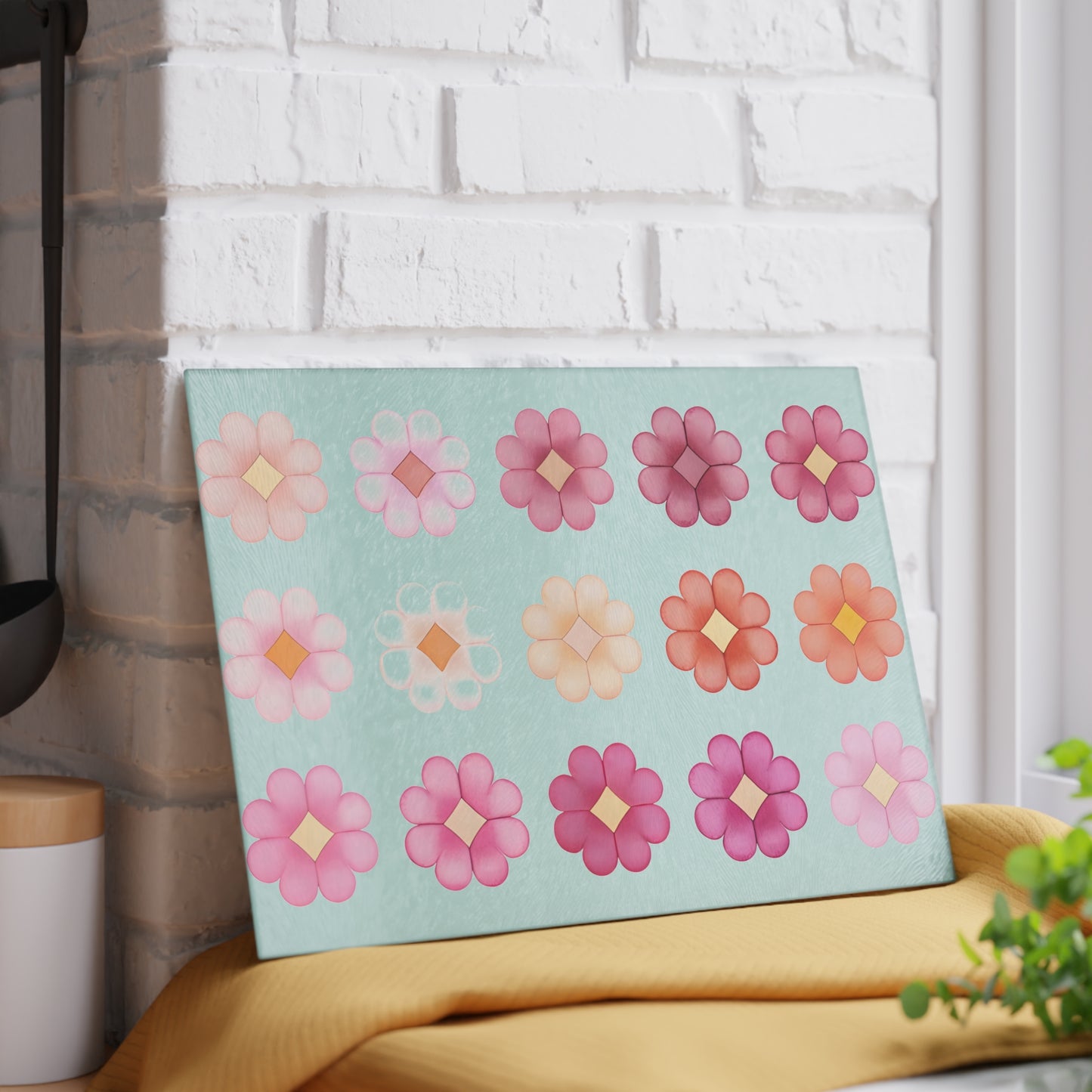 Floral Glass Cutting Board