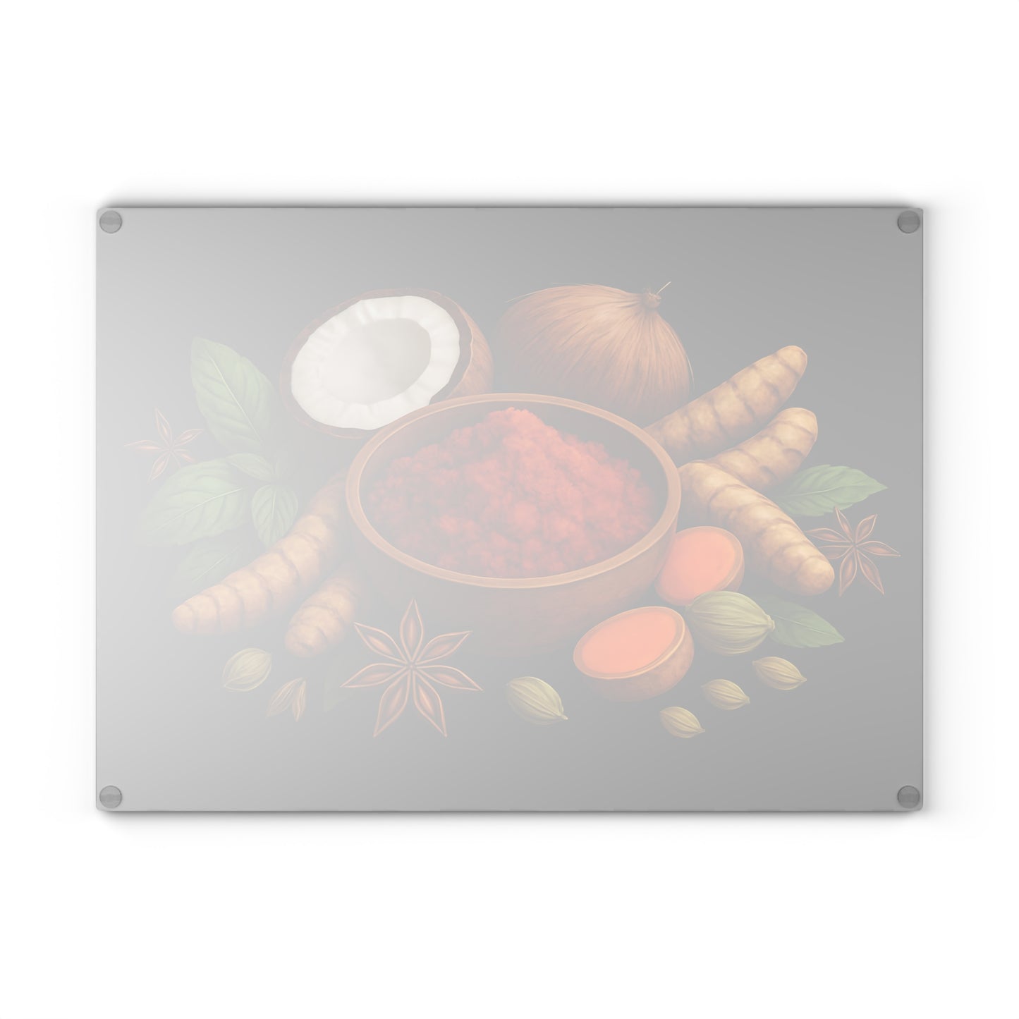 Spice-Themed Glass Cutting Board