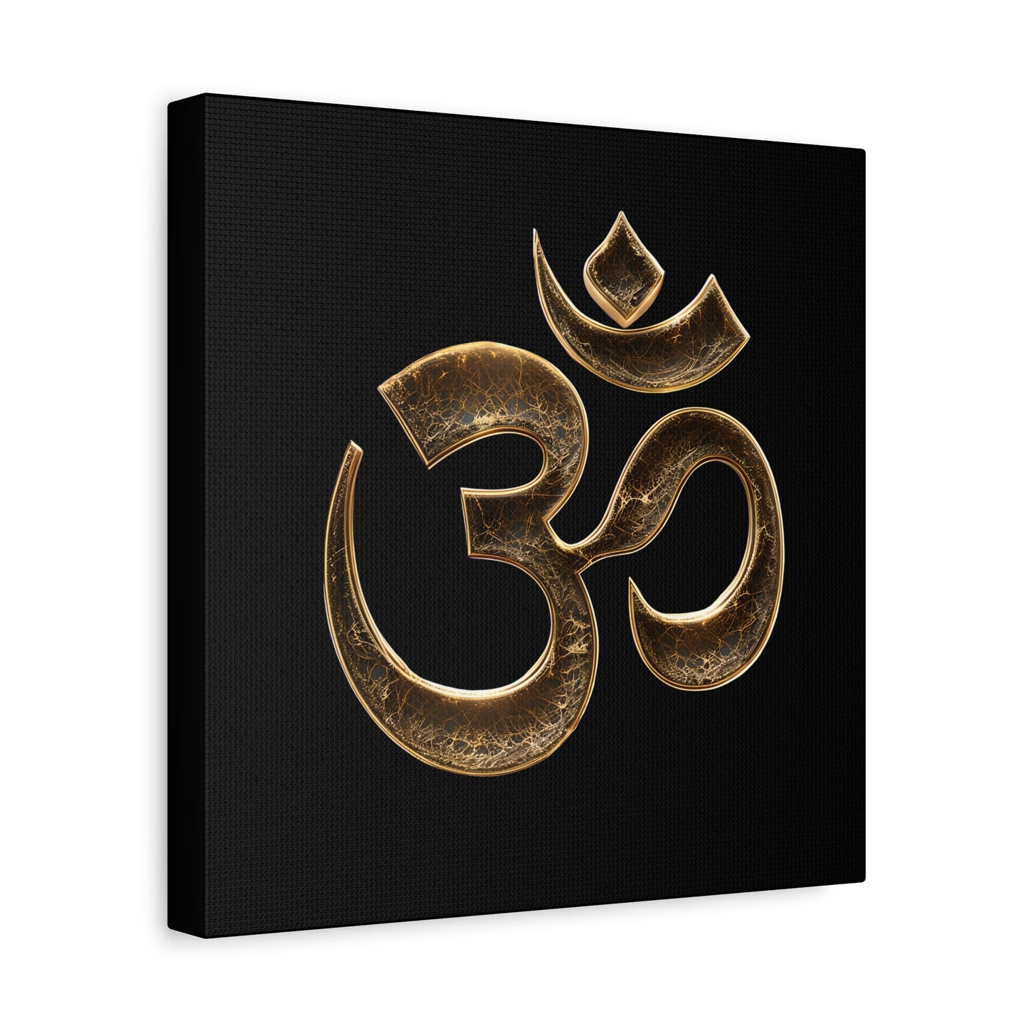 Golden OM Symbol Canvas Art, Spiritual Home Decor, Meditation Wall Art, Yoga Gift, Inspirational Artwork, Modern Design