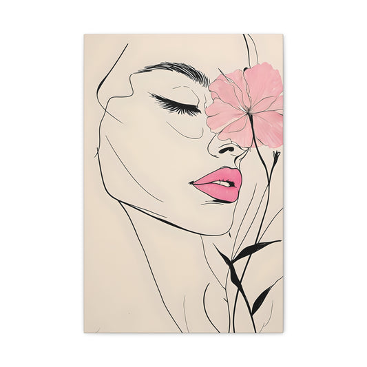 Artistic Stretched Canvas Wall Art - Feminine Floral Design