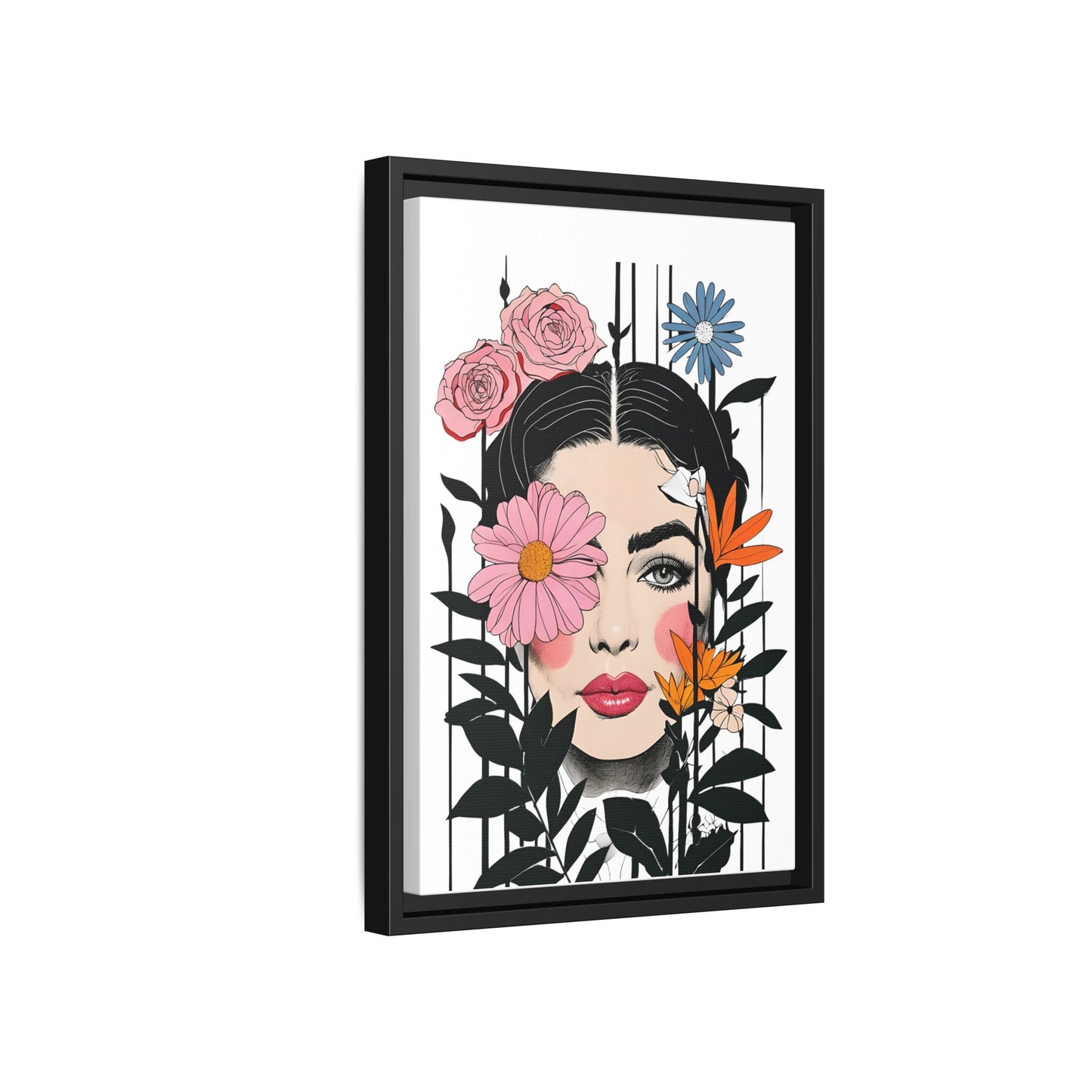 Woman with Multi Colour Floral Wall Print