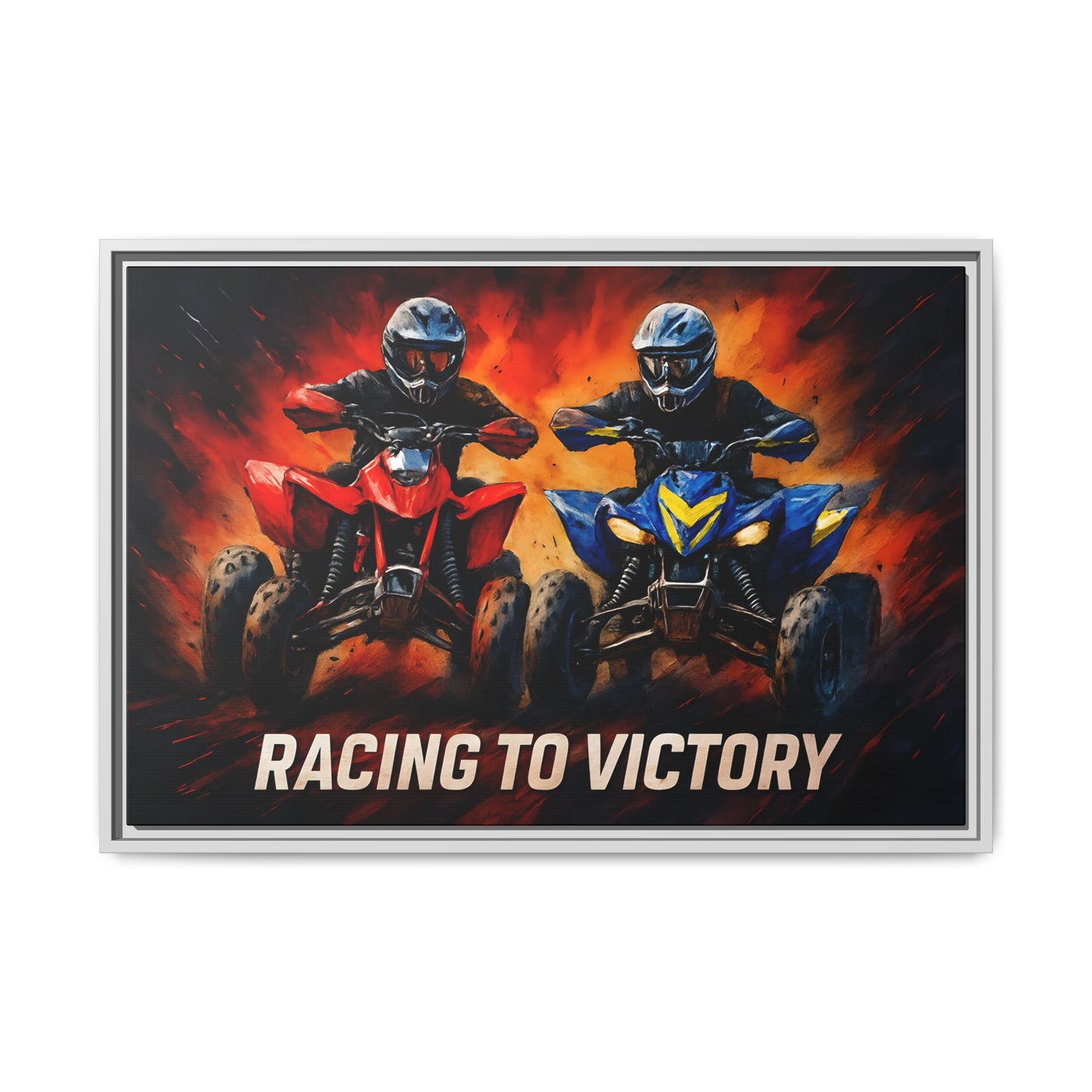 Canvas Print, Quad Bike Racing for Victory Wall Art, Framed Picture, Motorsport Home Decor, Racing Fan Gift, Race Track Poster