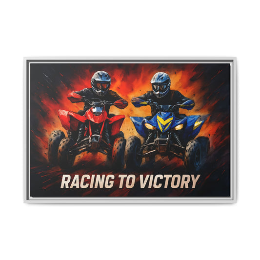 Canvas Print, Quad Bike Racing for Victory Wall Art, Framed Picture, Motorsport Home Decor, Racing Fan Gift, Race Track Poster