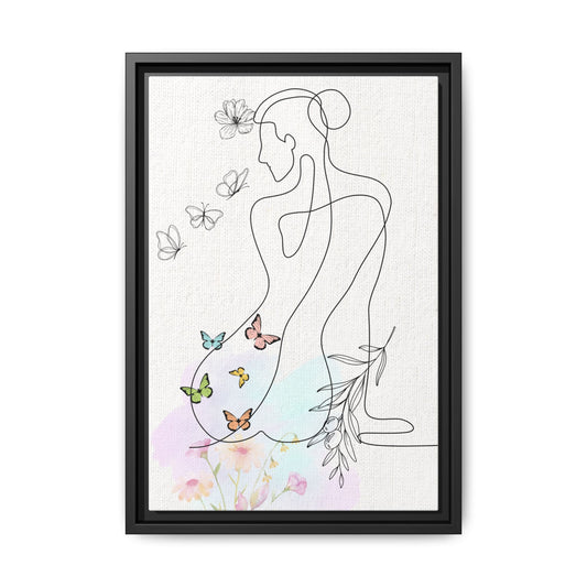 Bohemian Woman Framed Canvas Art, Line Drawing