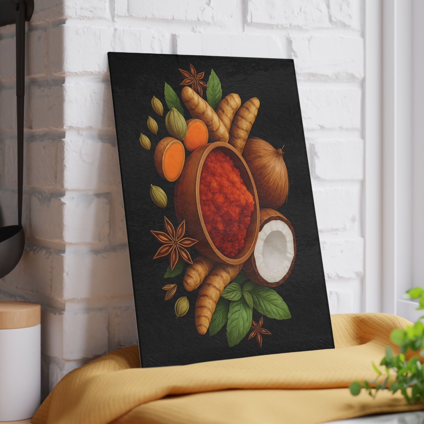 Spice-Themed Glass Cutting Board