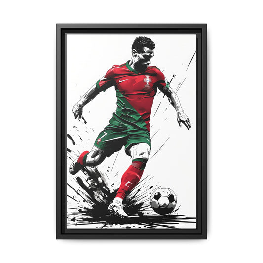Framed Canvas - Cristiano Ronaldo Portugal Soccer Star