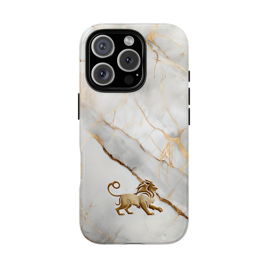 Elegant Lion and Marble Effect Phone Case Cover