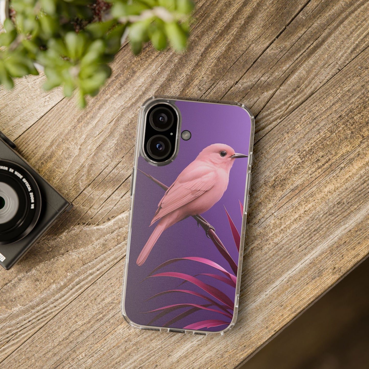 Pink Bird Clear Phone Case