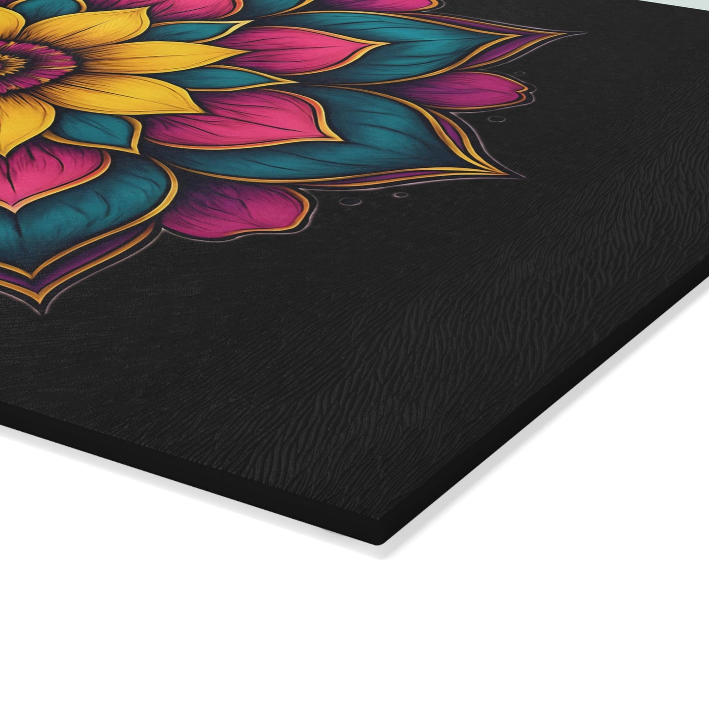 Vibrant Mandala Glass Cutting Board