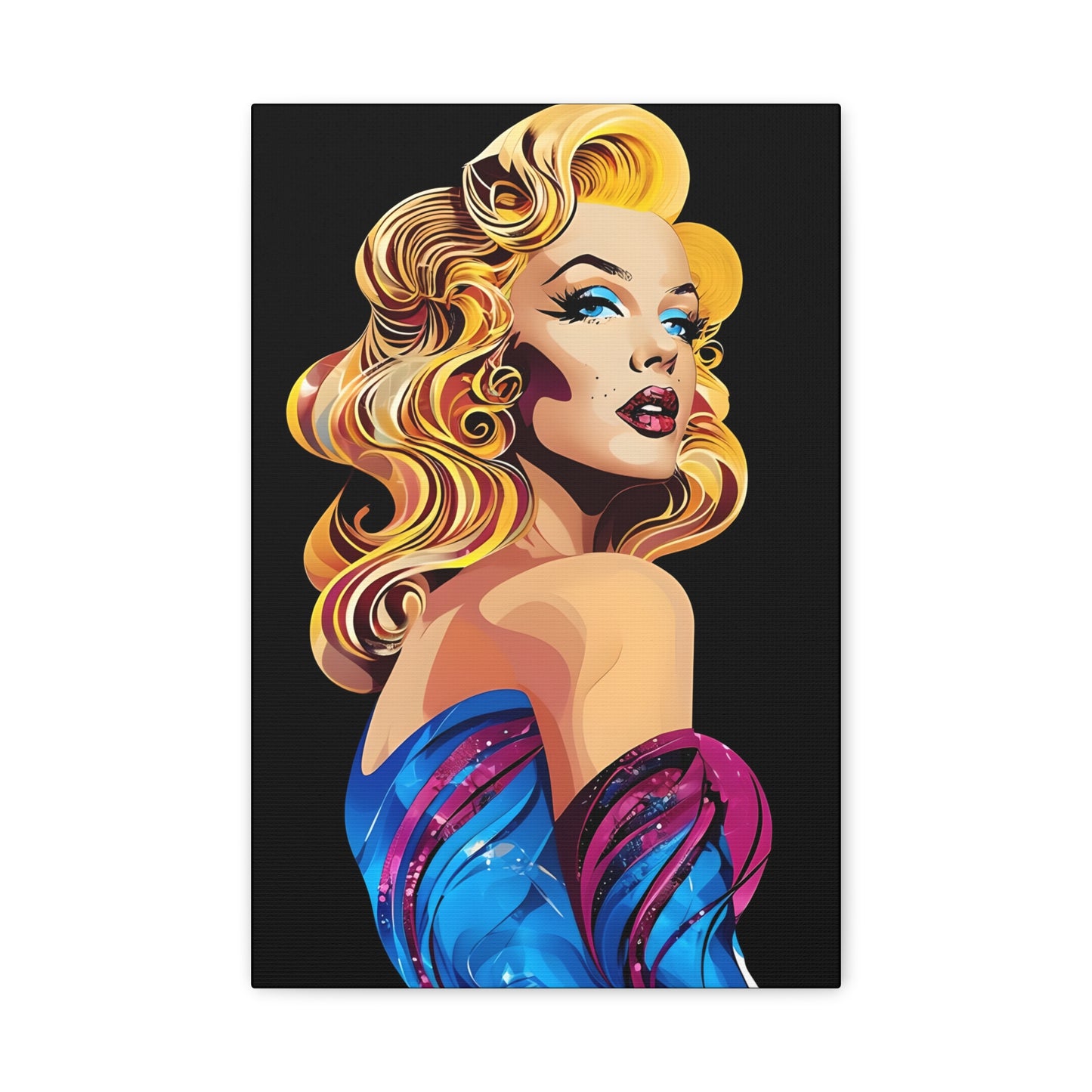 Vibrant Canvas Art Print of a 50s Glamour