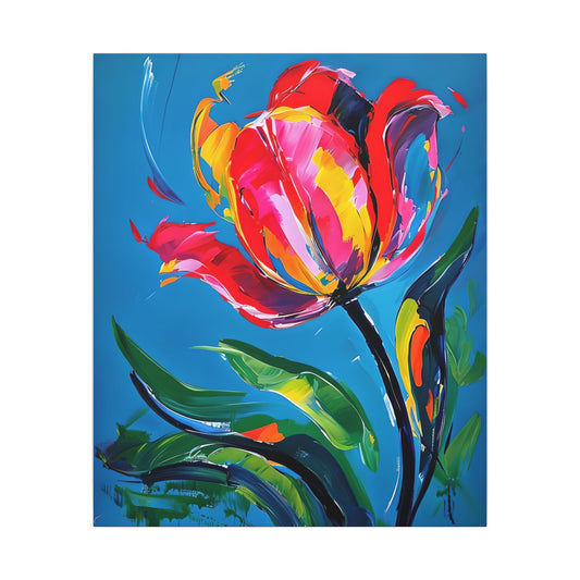 Vibrant Floral Art Canvas, Colorful Wall Decor