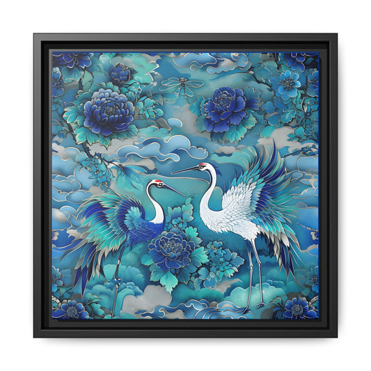 Elegant Crane Artwork – Multi-Color Framed Canvas for Home Decor