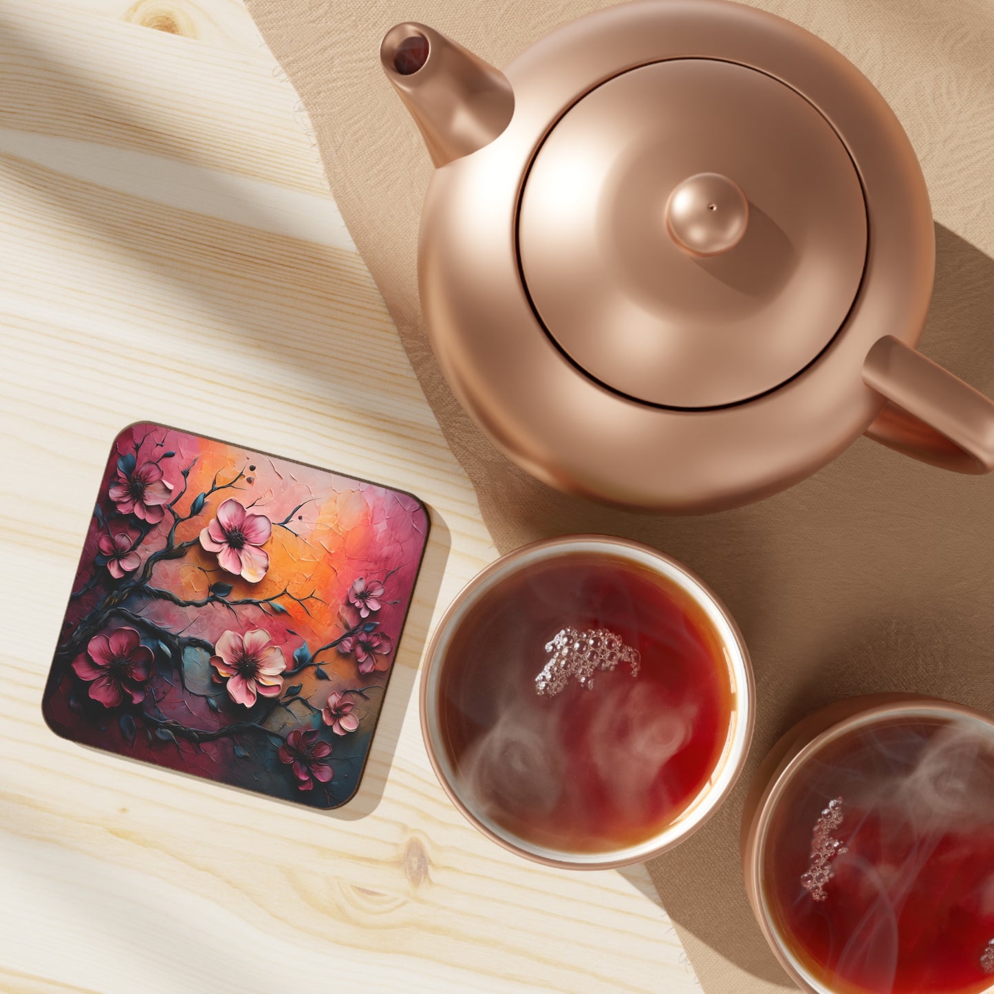 Floral Hardboard Coaster Set