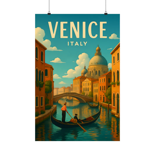 Vintage Venice Italy Poster - Matte Wall Art for Travel Lovers