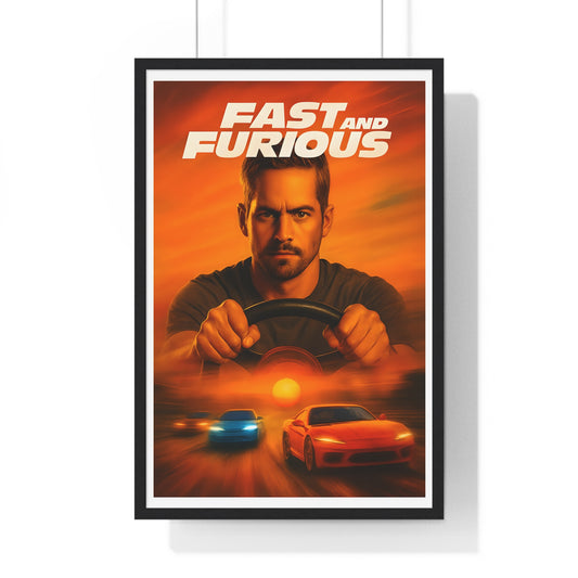Paul Walker Fast and Furious Vertical Framed Poster