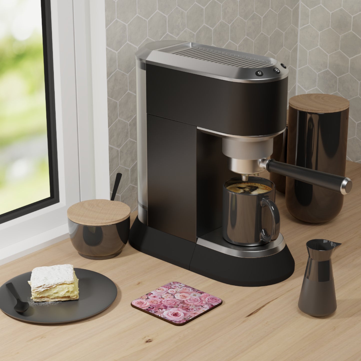 Floral Hardboard Coaster Set