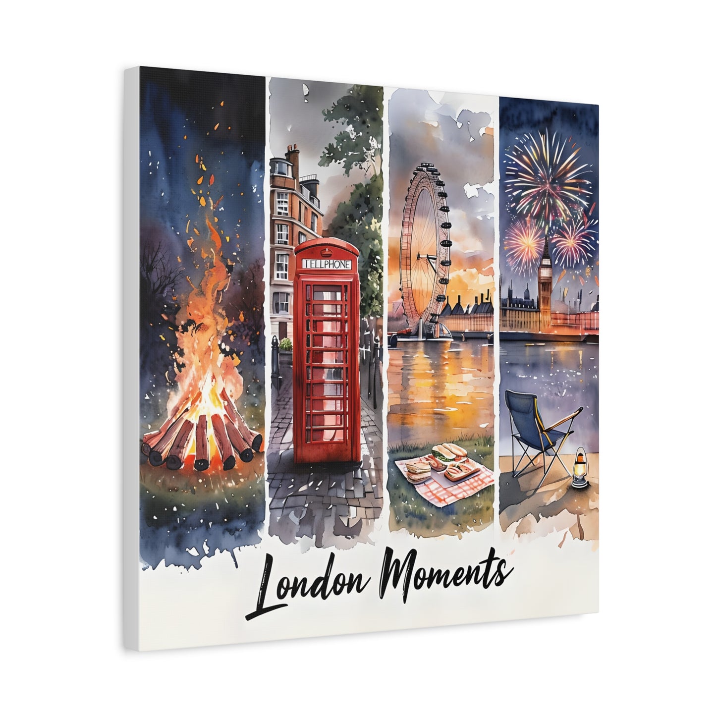 London Fireworks & Landmarks Canvas Print