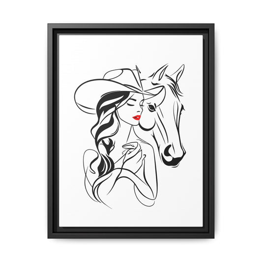 Stylish Cowgirl and Horse Frame Canvas Print