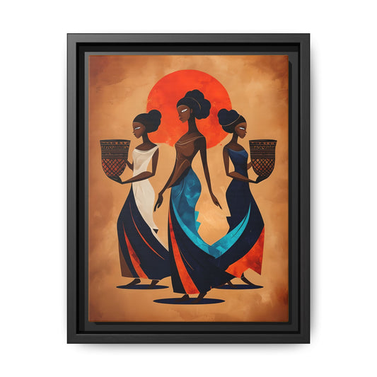 African Cultural Women Framed Matte Canvas Art - Vibrant Wall Decor for Celebrations