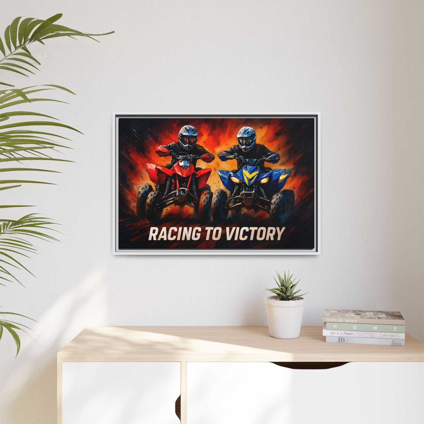 Canvas Print, Quad Bike Racing for Victory Wall Art, Framed Picture, Motorsport Home Decor, Racing Fan Gift, Race Track Poster