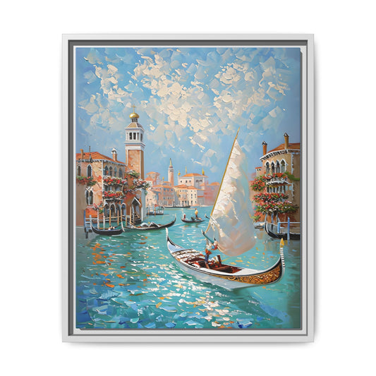 Vibrant Impressionist Venice Scene with Gondolas and Sunlight