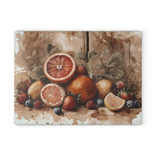 Rustic Fruit Glass Cutting Board