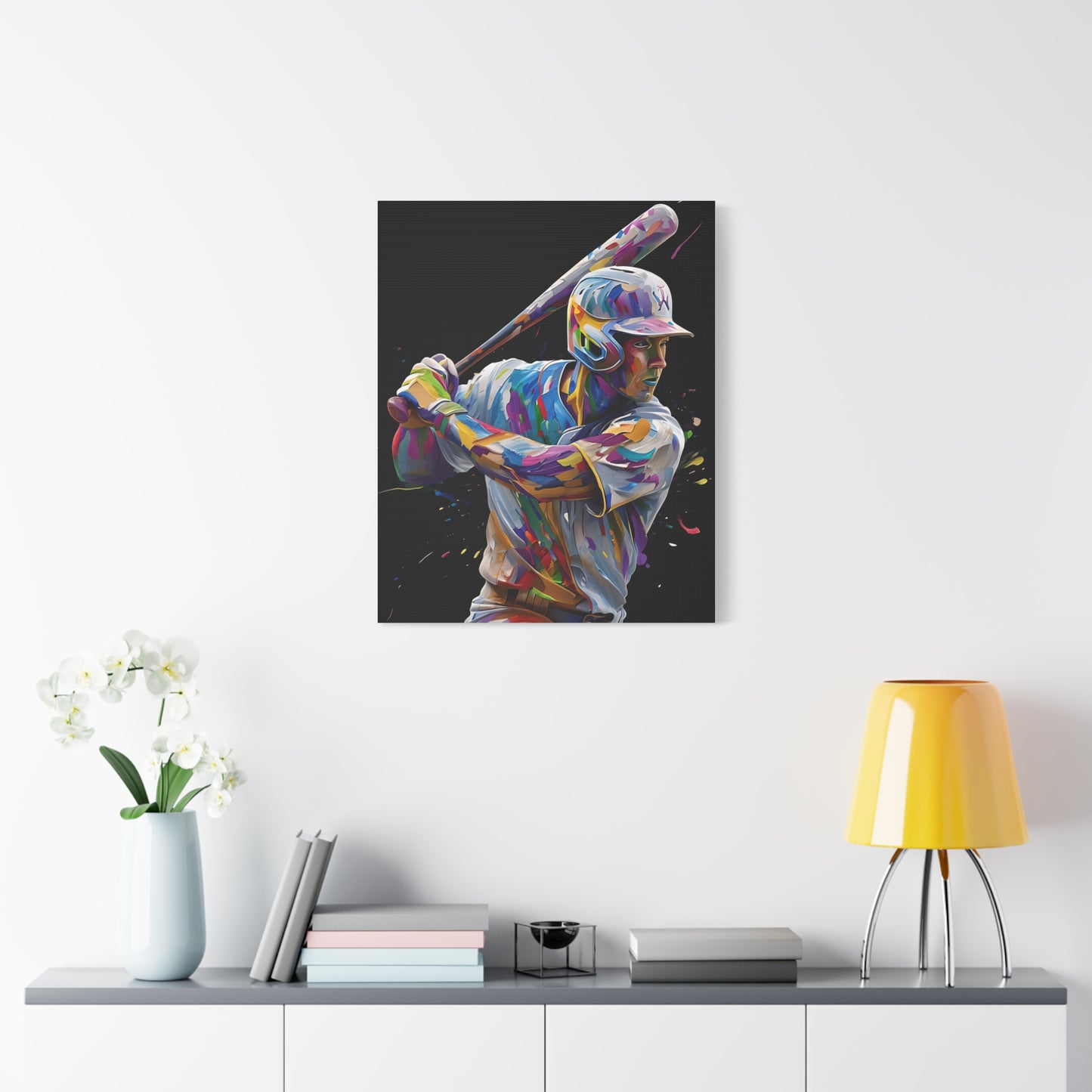 Baseball Player Art Print - Colorful Matte Canvas Wall Decor