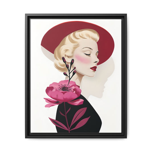 Elegant Floral Portrait of Grace Kelly Canvas Print