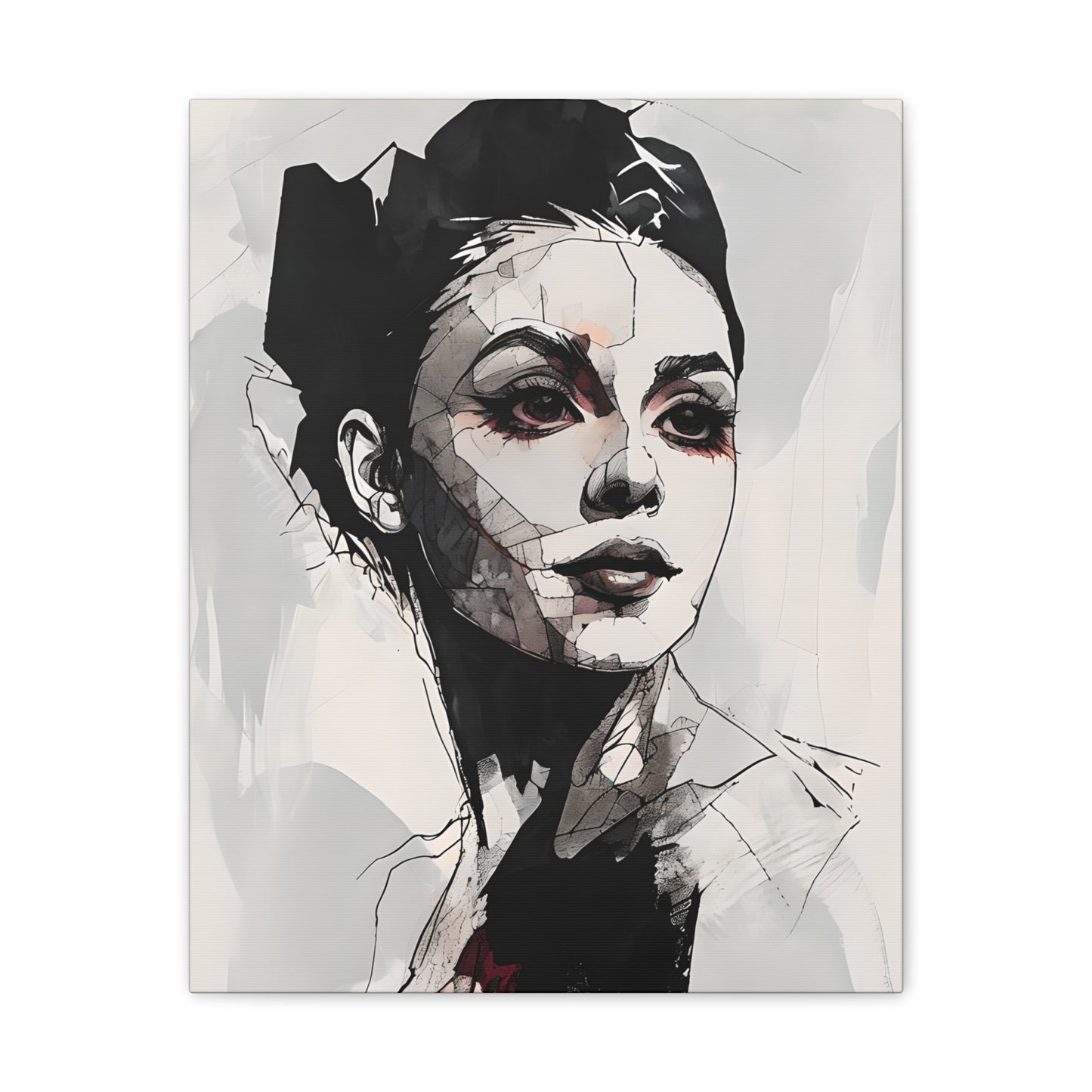 A Minimalist Artistic Black Lined Portrait of a Woman