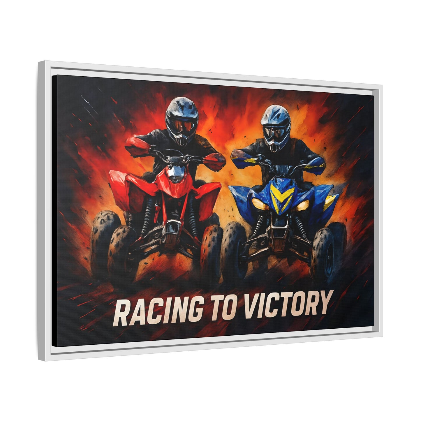 Canvas Print, Quad Bike Racing for Victory Wall Art, Framed Picture, Motorsport Home Decor, Racing Fan Gift, Race Track Poster