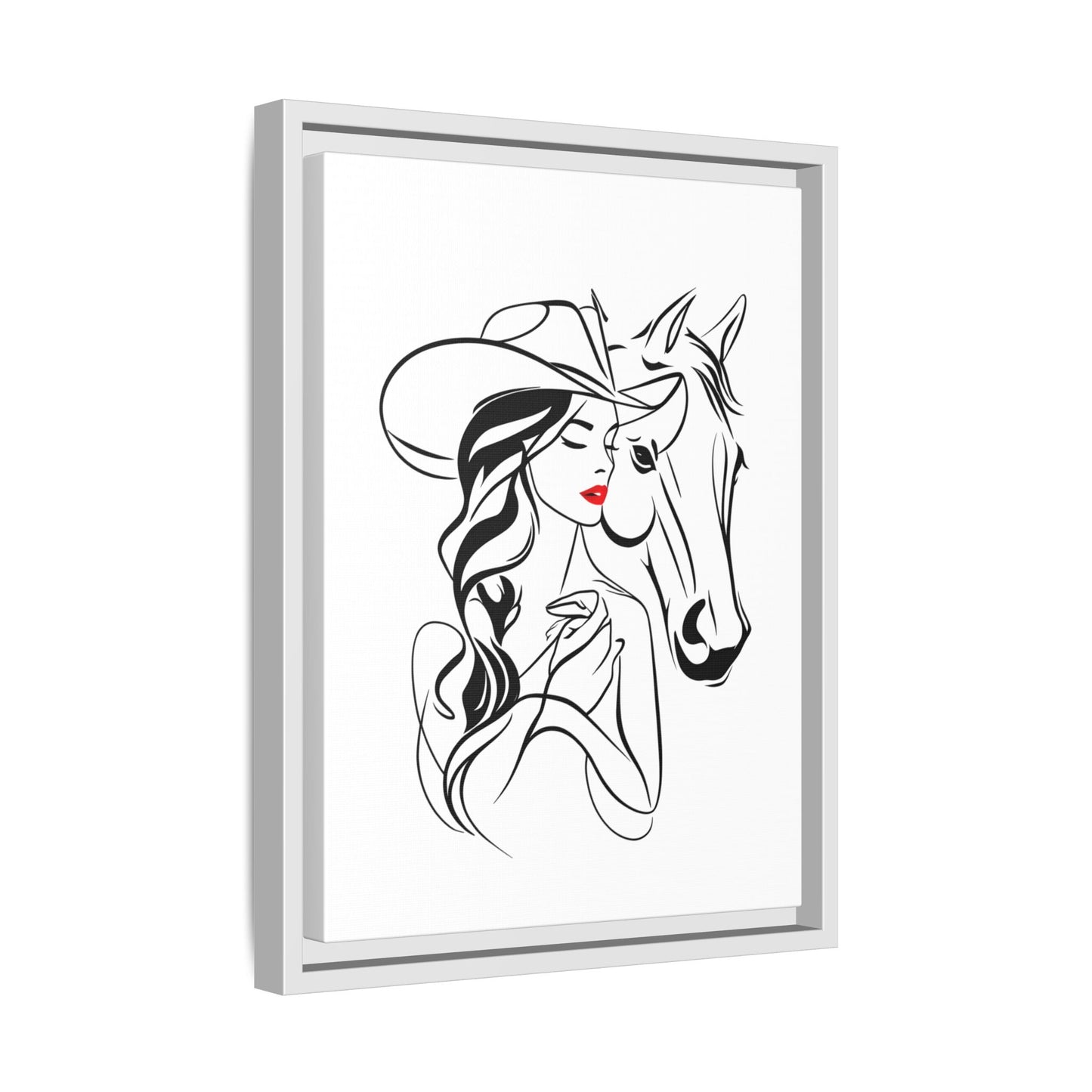 Stylish Cowgirl and Horse Frame Canvas Print
