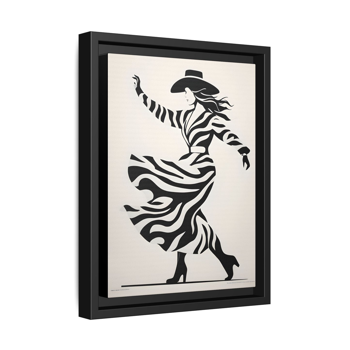 Dynamic Cowgirl in Motion with Striking Black and White Aesthetic Print