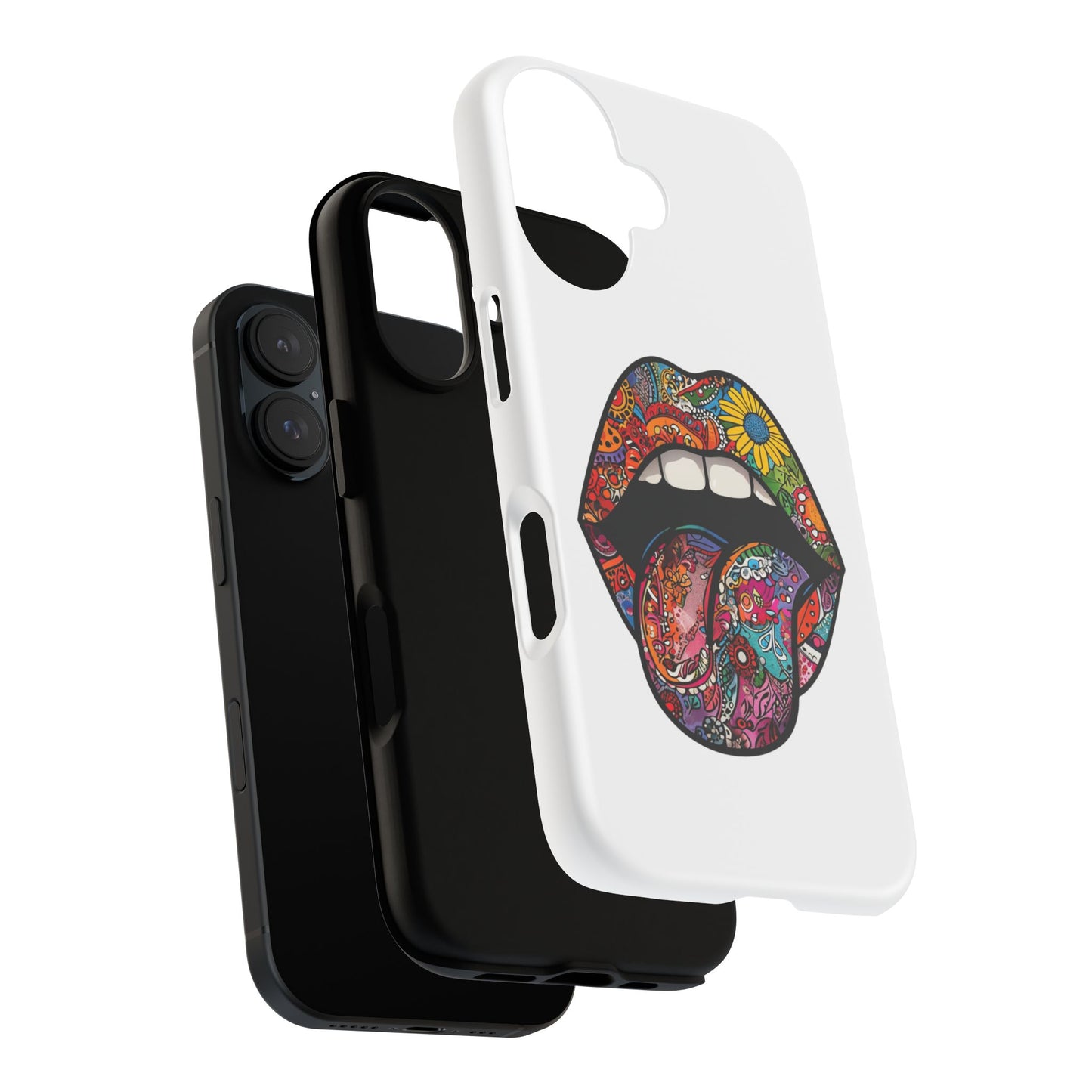 Colorful Floral Mouth Phone Case - Tough Cases for Unique Style