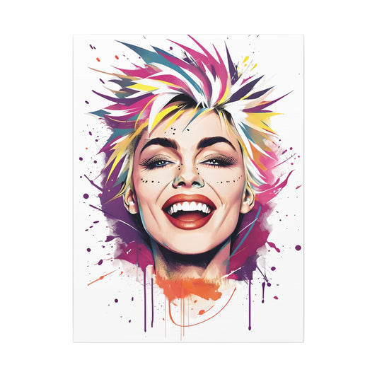 Vibrant 80s Vibe Art Print - Colorful Portrait Canvas Wall Decor