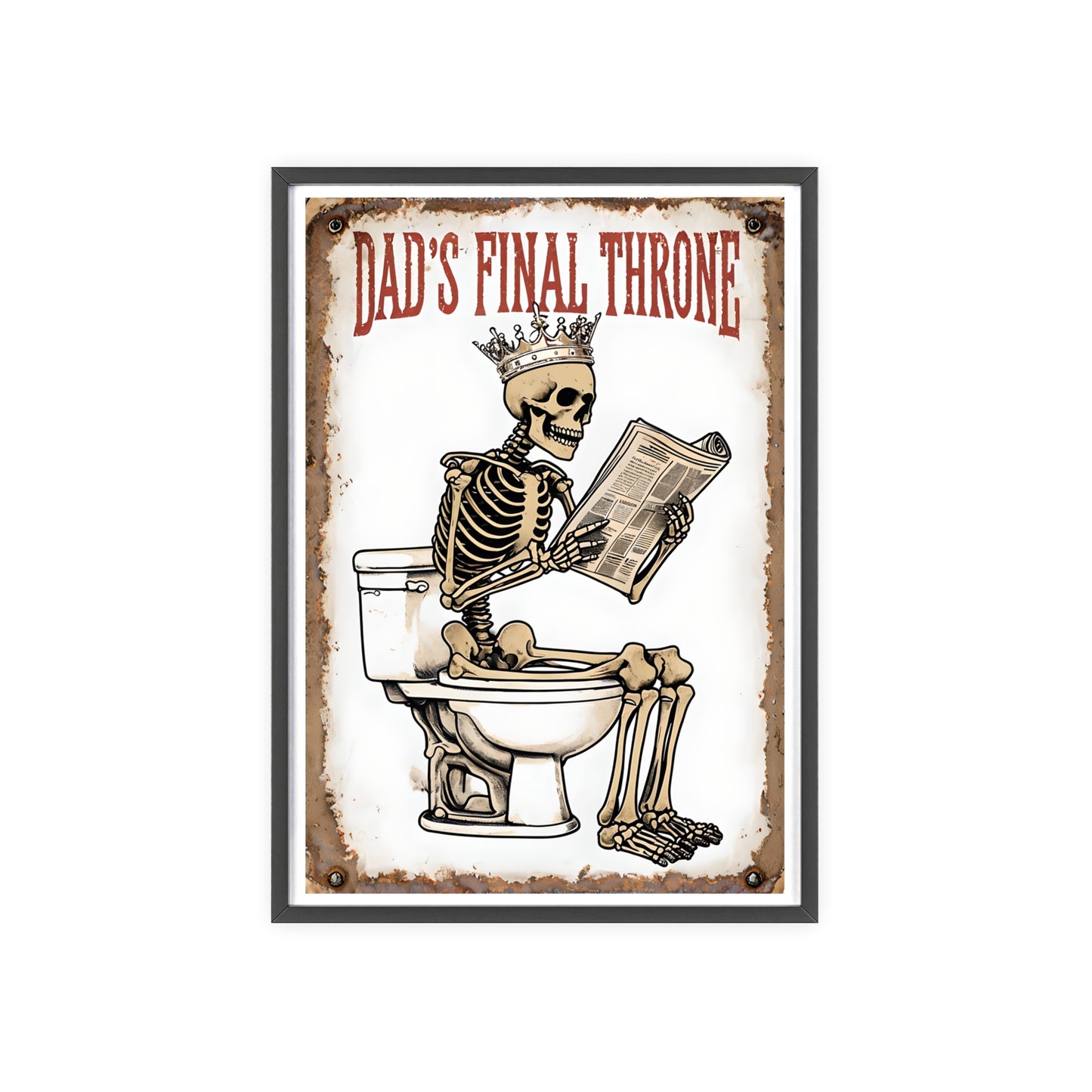 Humorous Skeleton Poster with Wooden Frame