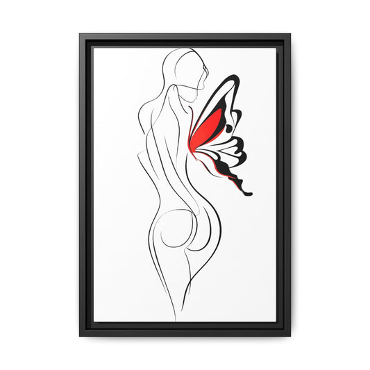 Elegant Minimalist Line Drawing of a Woman with a Butterfly Canvas Art