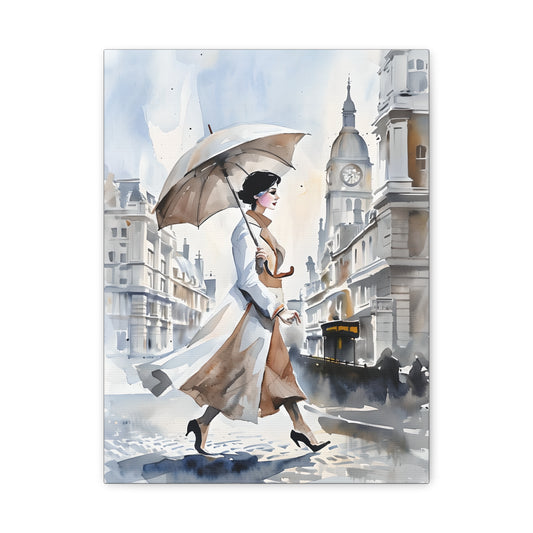 Elegant Woman Walking in London City