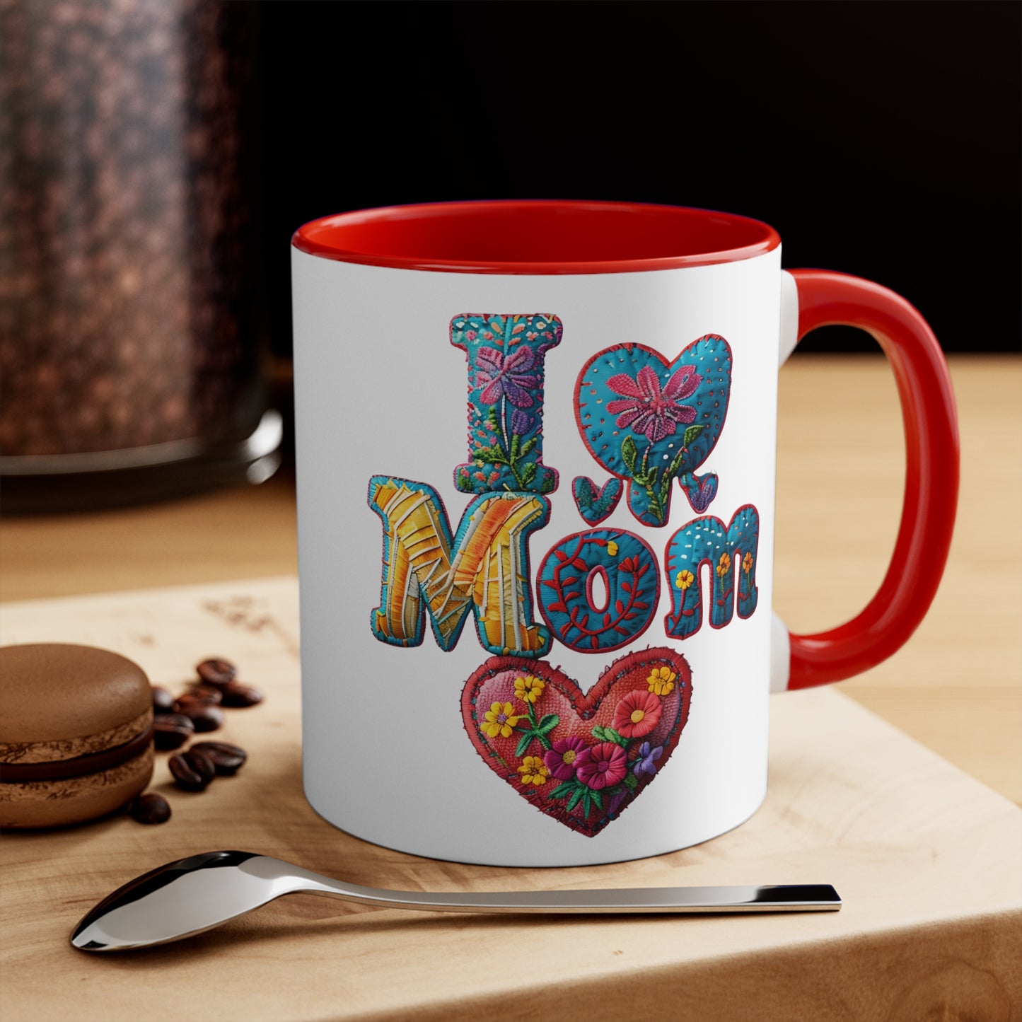 I Love Mom Accent Mug