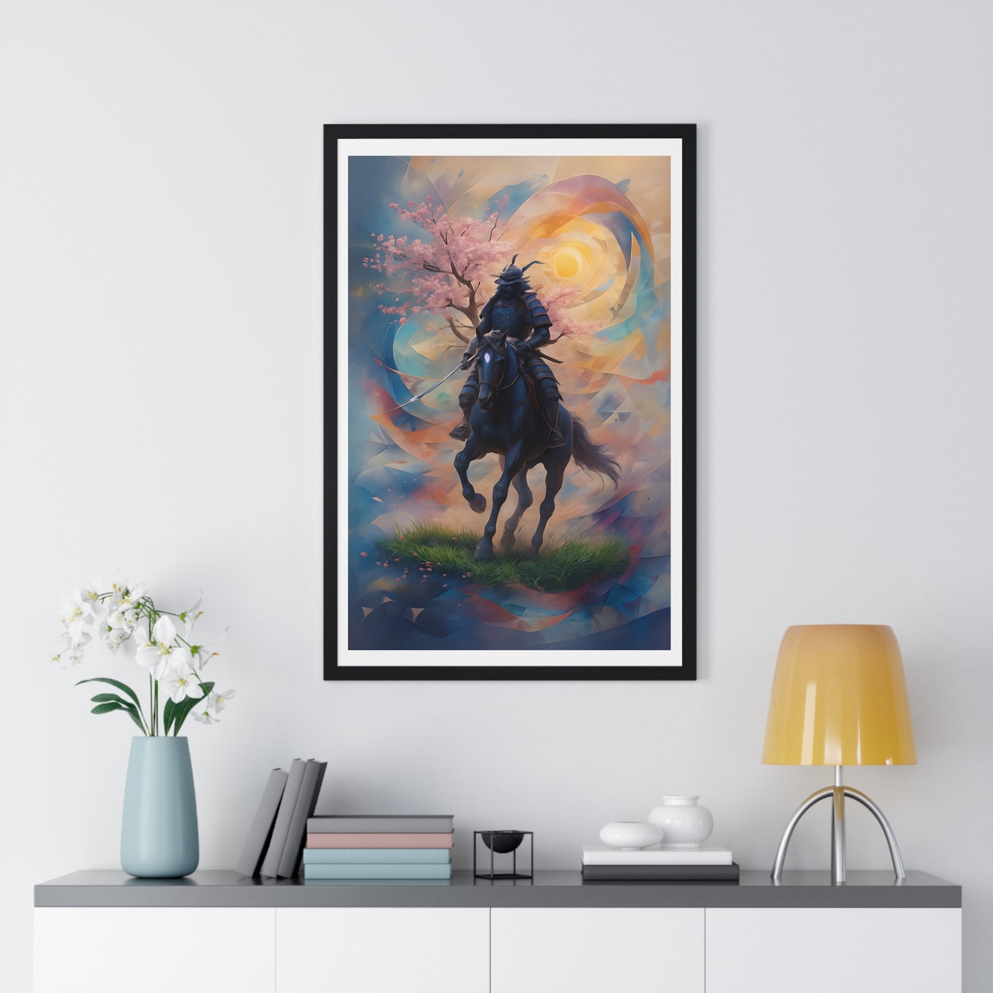 Dreamlike Samurai Poster, Horse Wall Art, Japanese Art Print