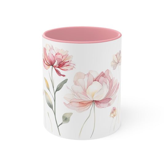 Floral Accent Mug – Charming Pink Petals Design
