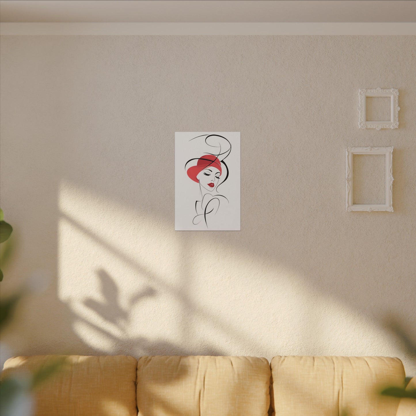 Minimalist portrait of a contemplative 1920s woman