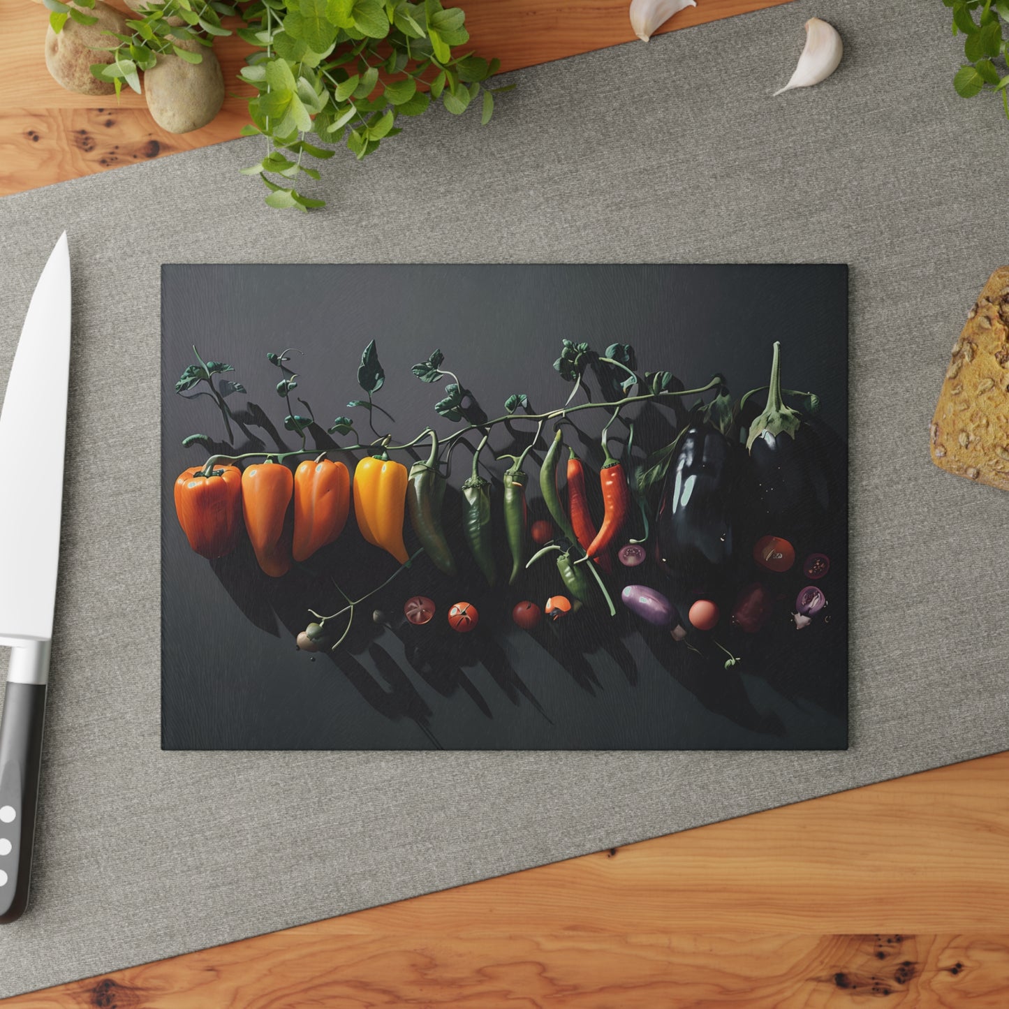 Artistic Vegetable Glass Cutting Board
