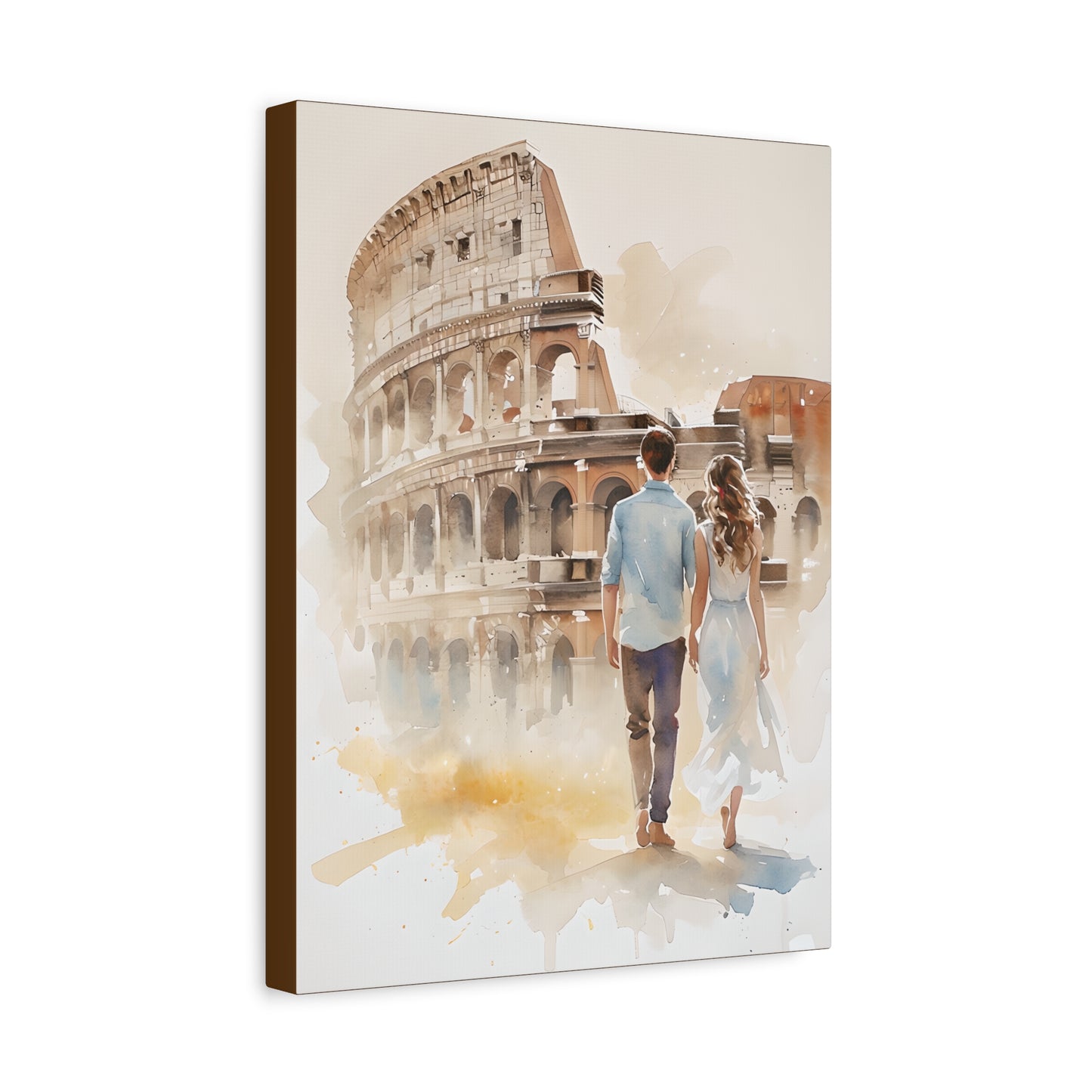 Romantic Couple Walking Along the Colosseum Italy