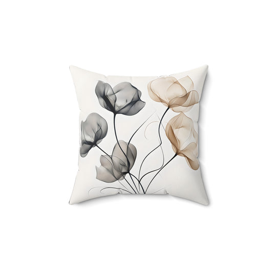 Elegant Floral Square Pillow - Soft Spun Polyester Decoration for Home & Cozy Spaces