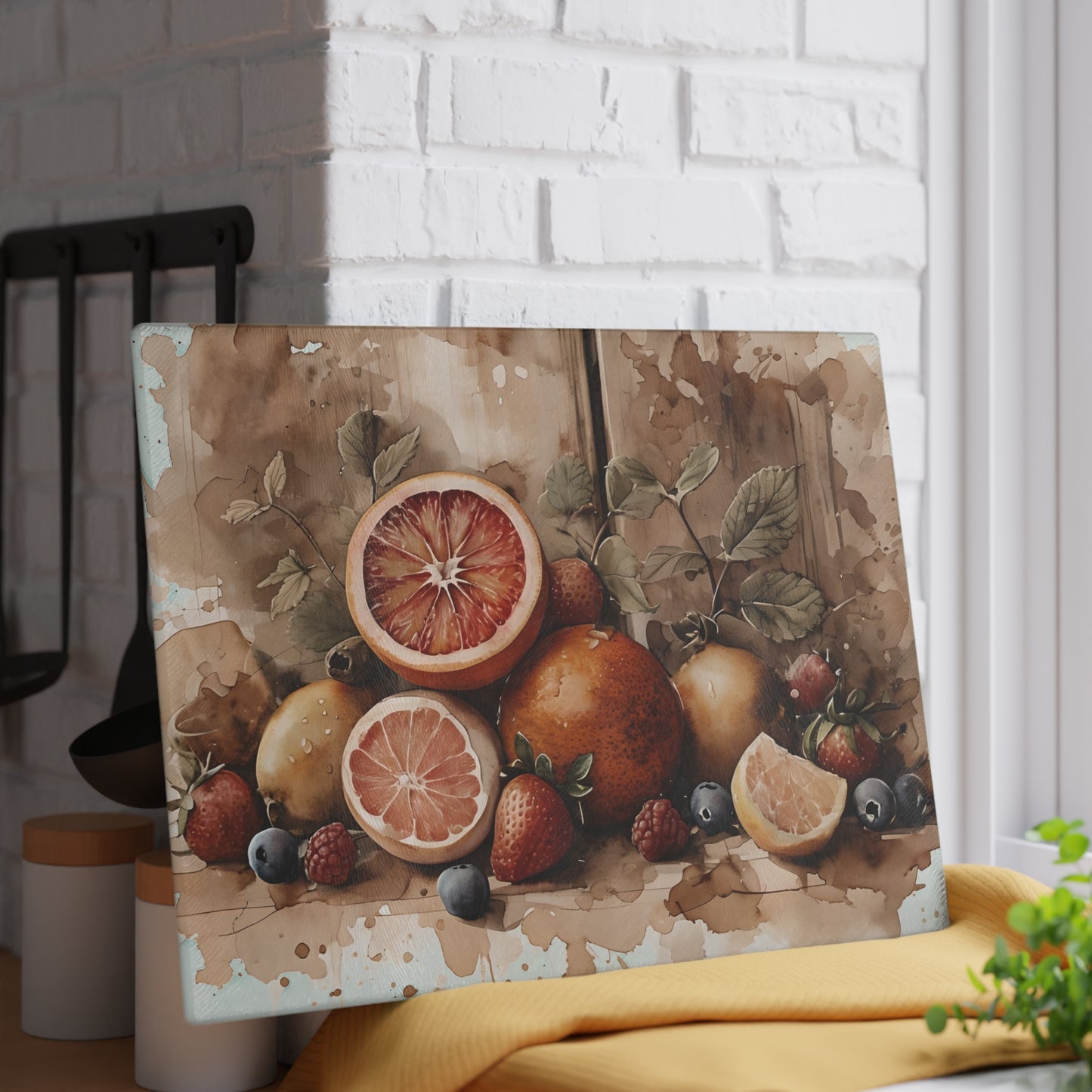 Rustic Fruit Glass Cutting Board