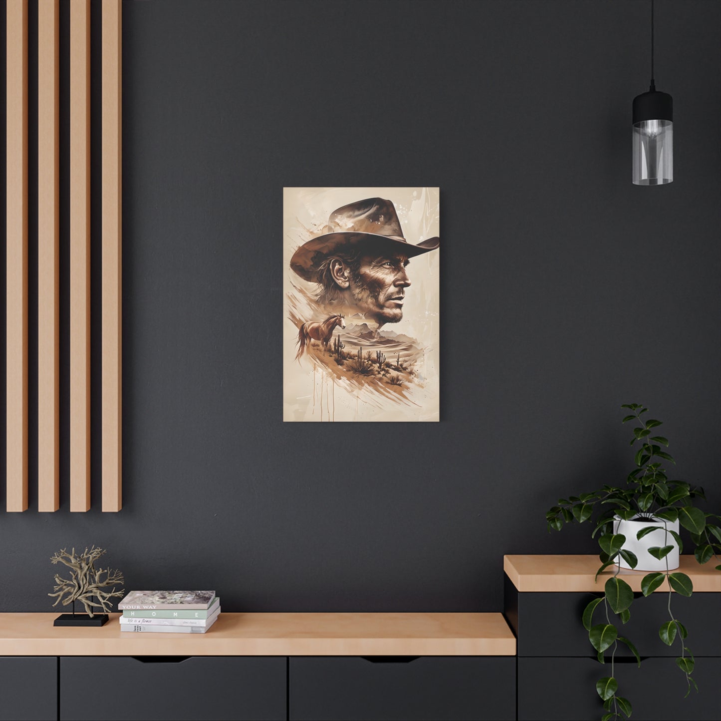 Cowboy in the Wilderness Canvas Wall Art
