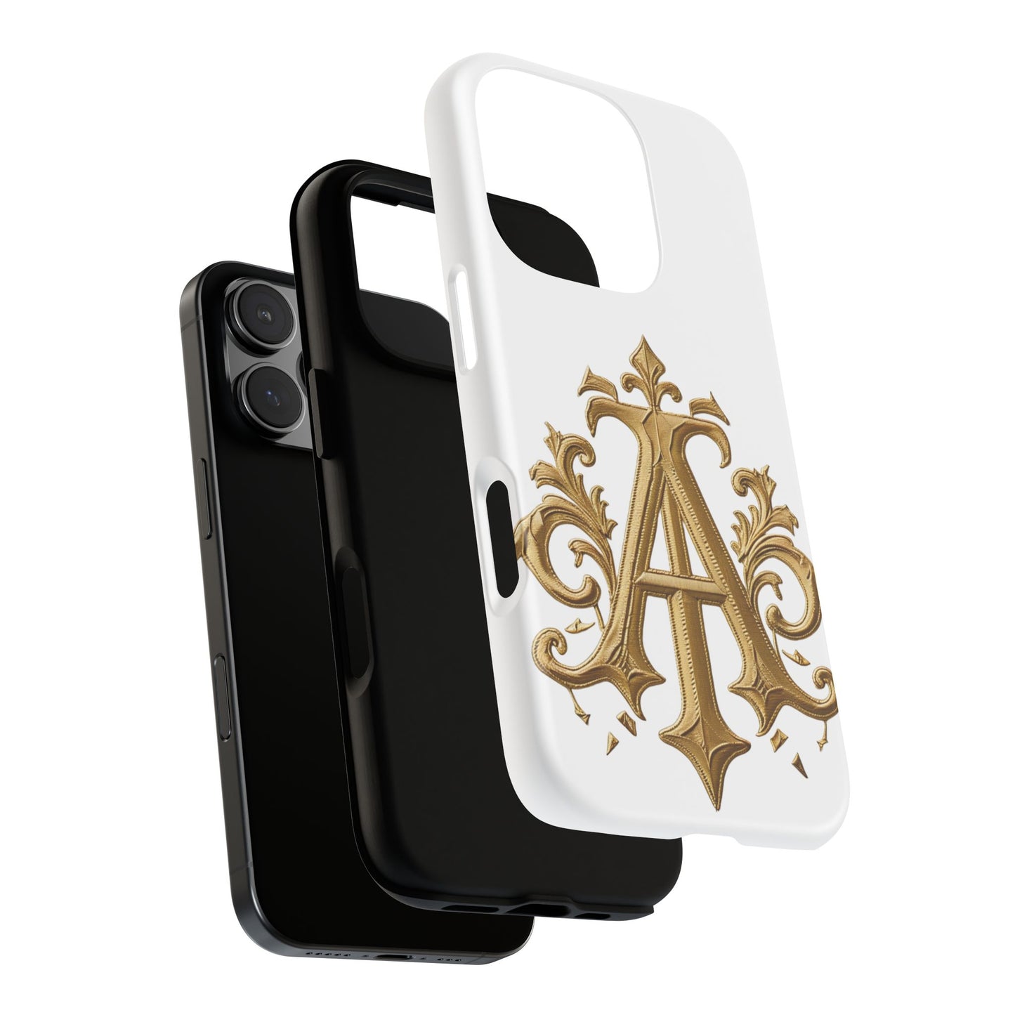 Elegant Phone Case with Floral Gold Monogram Design Print