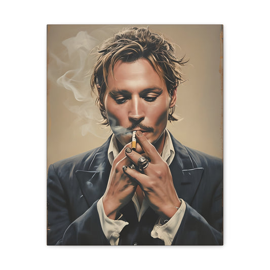 Johnny Depp Smoking Canvas Print